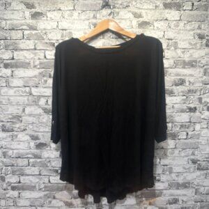 EUC Kim & Cami Women's 3/4 Sleeve Black Blouse Size 3X